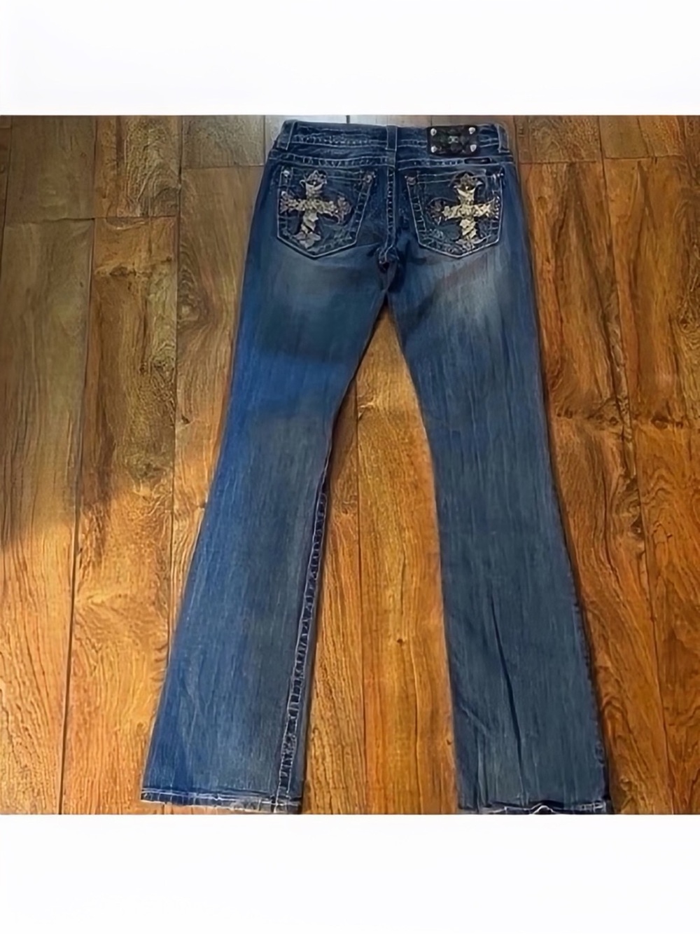 Gorgeous Y2K Miss Me Boot Jeans with Embellished Cross Pockets 34-1/2” Insea